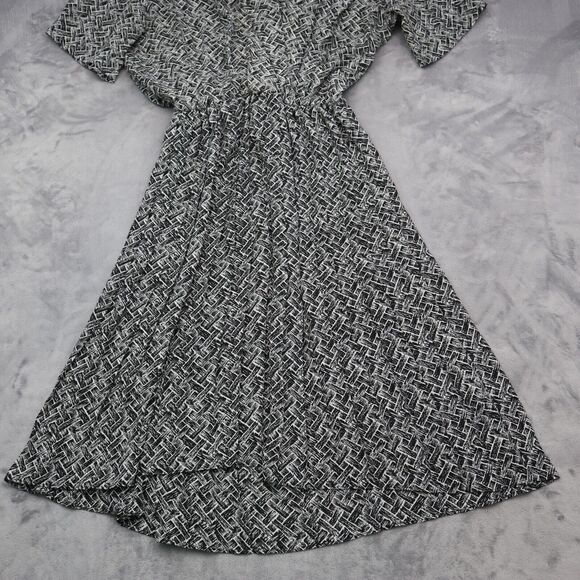 Items Dress Womens Black Short Sleeve Collared Wrap Casual Pullover Maxi - Picture 8 of 14